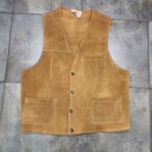 Vintage 1960s Jo-Kay Men's Small/Medium Western Suede Leather Snap Vest